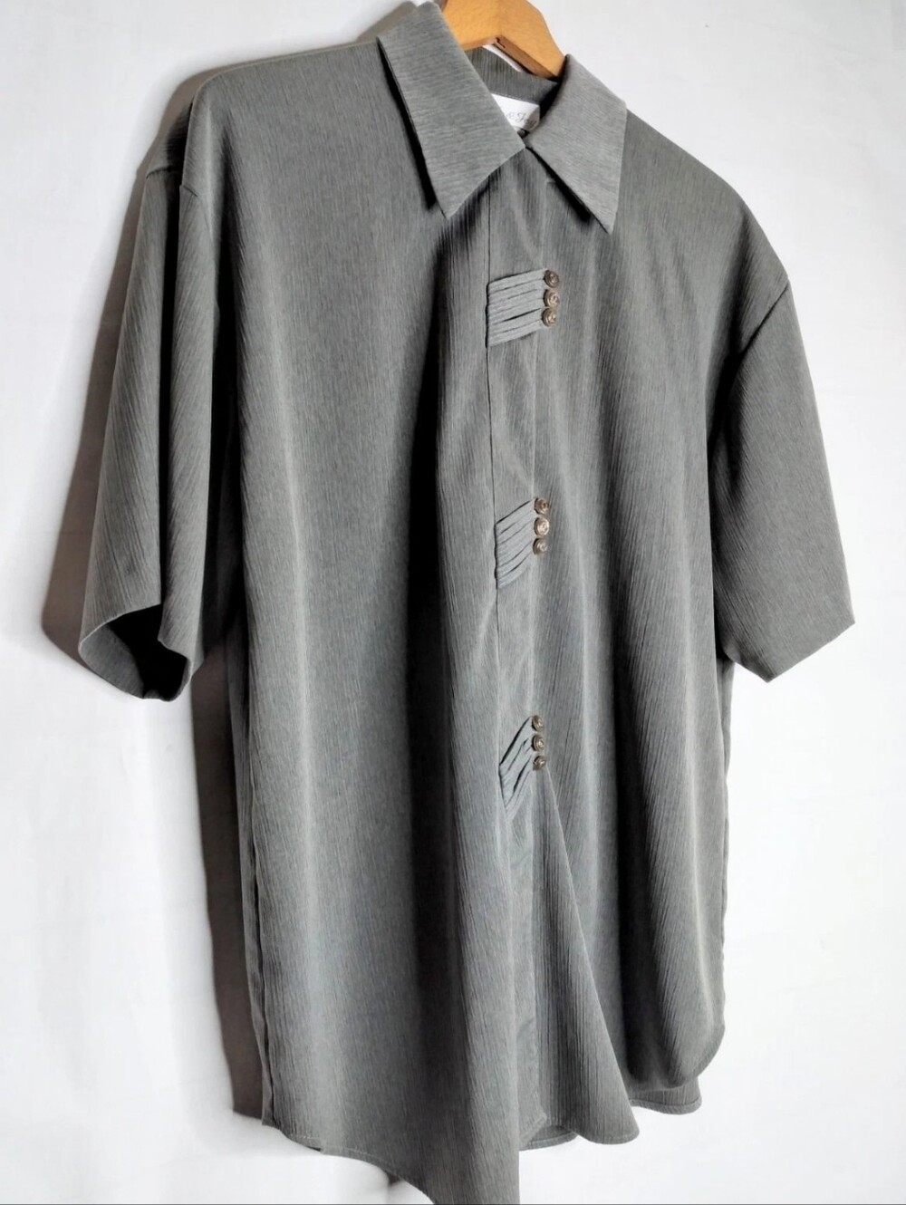 Pride & Joy 16 Vintage Gray Button Down Blouse+ Pants Set Women's Plus Size